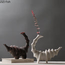 Axyaa Scorpion Ceramic Vase with Artificial Flowers - Modern Desk Decoration