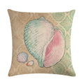 Axyaa Marine Life Linen Pillowcase: Fashion Conch Starfish Shell Sofa Decor Cover