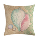 Axyaa Marine Life Linen Pillowcase: Fashion Conch Starfish Shell Sofa Decor Cover