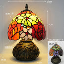 Axyaa Red Rose Stained Glass Table Lamp 8" - Bedroom Living Room Home Office