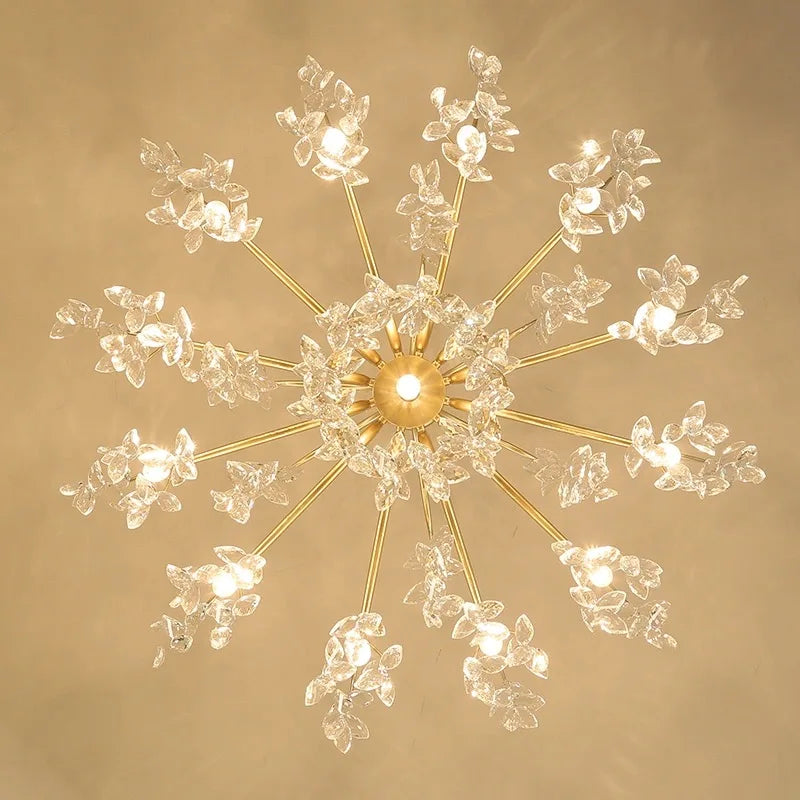 Axyaa Luxury Crystal Chandelier: Modern Retro Living Room Bedroom Lighting