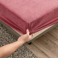 Axyaa Winter Plush Velvet Fitted Bed Sheet - Soft & Warm Double Bedspread Protector