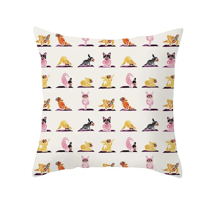 Axyaa Yoga Panda & Avocado Cartoon Animal Throw Pillow Bundle