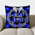 Blue Plaid Reindeer Merry Christmas Pillow Cover for Sofa Bedroom Car - Axyaa