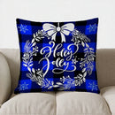 Blue Plaid Reindeer Merry Christmas Pillow Cover for Sofa Bedroom Car - Axyaa