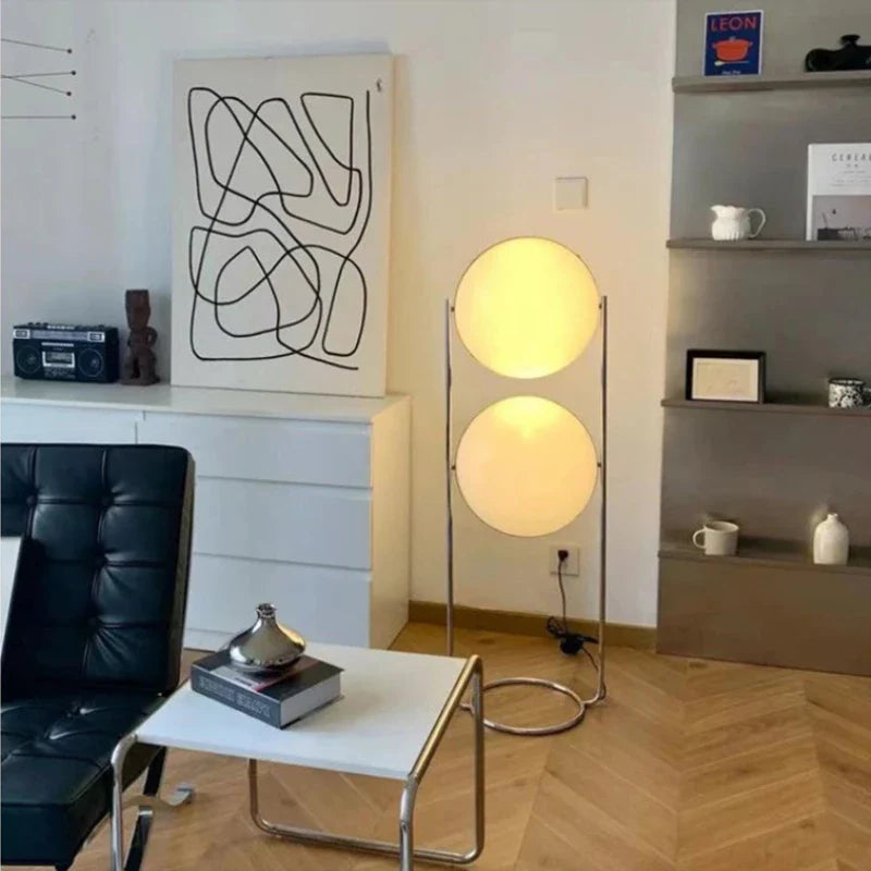 Axyaa Chrome LED Floor Lamp with Metal Ball Design and White Acrylic Lampshade