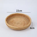 Axyaa Handwoven Rattan Storage Basket Tray - Multiuse Serving Platter Home Organizer