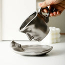 Axyaa Silver Ceramic Kissing Couple Coffee Cup Abstract Art Figure Office Mug