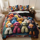 Axyaa Teddy Dog Toy Animal Print Quilt Cover Set with 2 Pillowcases