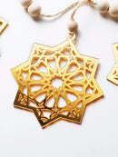 Axyaa 8-Pointed Star Acrylic Flag with Wooden Beads, Eid & Ramadan Ornaments