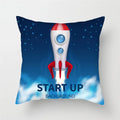 Axyaa Cartoon Astronaut Rocket Spaceship Sofa Pillowcase Space Theme Cushion Cover