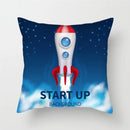 Axyaa Cartoon Astronaut Rocket Spaceship Sofa Pillowcase Space Theme Cushion Cover
