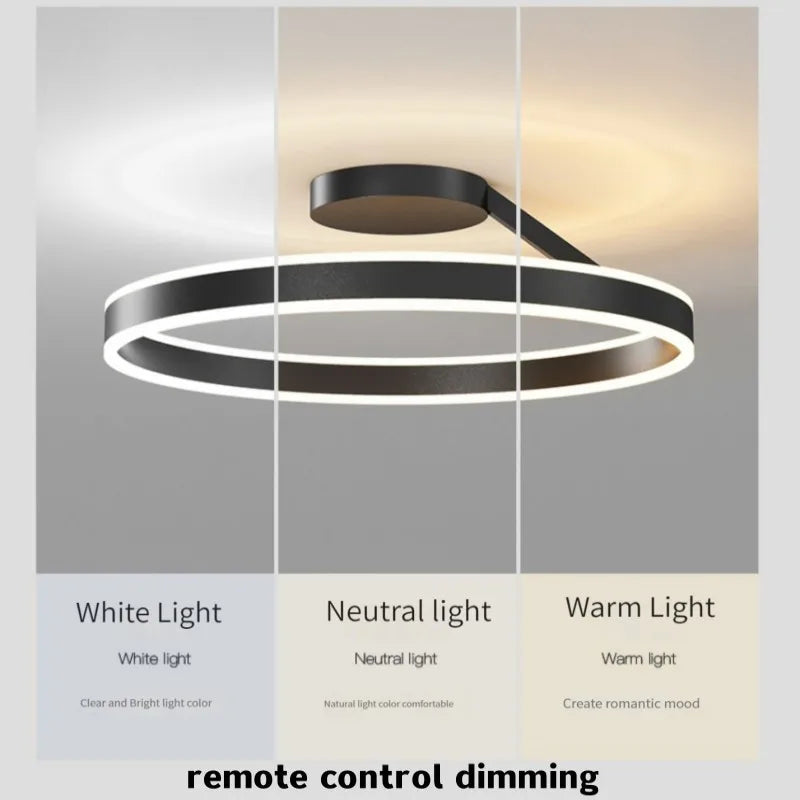 Axyaa Modern Black White Ring LED Ceiling Lamp for Bedroom & Living Room