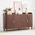 Axyaa 4-Door Wooden Storage Cabinet with Adjustable Shelf and Iron Legs