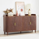 Axyaa 4-Door Wooden Storage Cabinet with Adjustable Shelf and Iron Legs