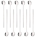 Axyaa Long Handle Mirror Ice Spoon Set - 10Pcs Stainless Steel Flatware & Bar Tools