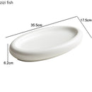 Axyaa Oval Ceramic Sushi Plate Serving Platter - Solid Color Tableware for Home Kitchen