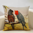 Axyaa Elegant Floral Bird Pattern Linen Cushion Cover 45x45cm for Living Room Sofa