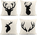 Axyaa Deer Head Silhouette Linen Pillowcase 40X40cm Home Décor