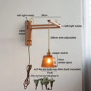 Axyaa Vintage LED Wall Lamp Amber Glass Wood Wabi Sabi Arandela