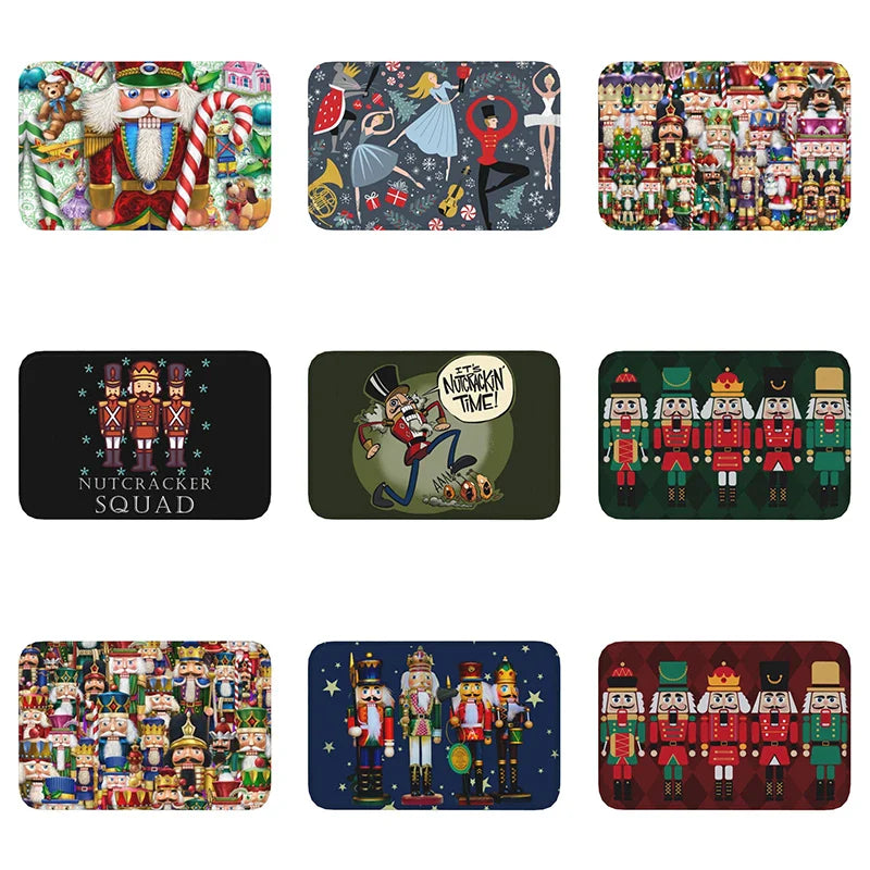 Axyaa Christmas Nutcracker Welcome Mat: Festive Home Decor Anti-Slip Carpet