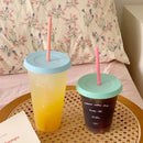 Axyaa Korean Bubble Tea Cup with Portable Straw, BPA-Free Reusable Cute Water Bottle