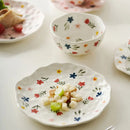 Axyaa Hand-Pinch Ceramic Plate - Vintage Floral Patterns - Multi-Use Serving Plate