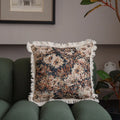 Axyaa Vintage Floral Oil Painting Pillow Cover with Jacquard Tassels