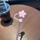 Axyaa Cute Bear Silicone Straw with Cat Claw Stopper & Dust Cap
