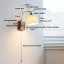 Axyaa Vintage Brass Ceramic LED Wall Lamp with Pull Chain Switch