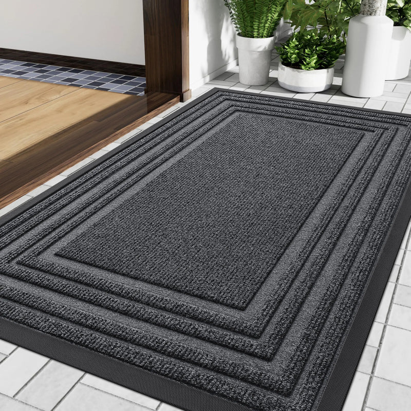 Axyaa Low Profile Outdoor Rubber Mat Heavy Duty Non Slip Indoor Doormat