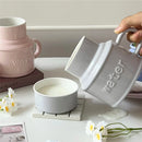 Axyaa Ceramic Water Bottle-Shaped Cups with Lids, Set of Multifunctional Large and Small Cups