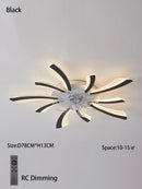 Axyaa 110-240v LED Ceiling Fan Light: Black/White, Intelligent, Creative, for Living Room