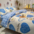 Axyaa Daisy Print Bedding Set: Queen/King Duvet Cover, Flat Sheets - Cozy & Durable