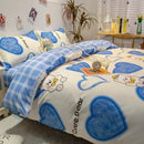 Axyaa Daisy Print Bedding Set: Queen/King Duvet Cover, Flat Sheets - Cozy & Durable