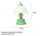 Axyaa Glass Flower Table Lamp: Romantic Wood Desk Lighting for Bedroom, Children's Room