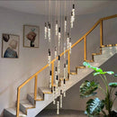 Axyaa Luxury K9 Crystal Chrome LED Chandelier for Living Room Stair Loft Kitchen Hotel
