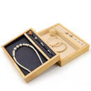Axyaa Solid Wood Jewelry Tray Ring Necklace Storage Box Velvet Display Rack