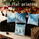 Axyaa Winter Forest Snowflake Pattern Cushion Covers - For Sofa, Bedroom, Car