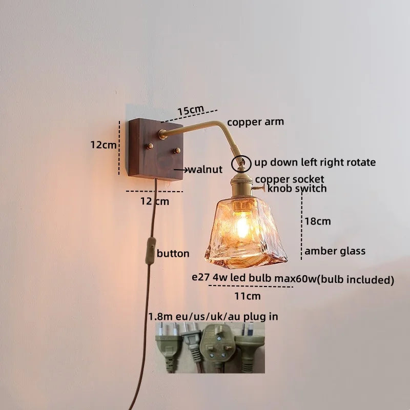 Axyaa LED Wall Sconce Pull Chain Switch Modern Style Nordic Mirror Light Fixtures