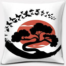 Axyaa Bonsai Zen Stone Pattern Pillowcase Square Decor Home Office Living Room