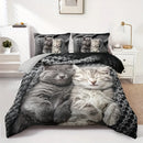 Axyaa Cat Print Duvet Cover Set - Soft Breathable Polyester Bedding for All Seasons