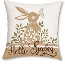Easter Rabbit & Cross Egg Print Pillow Cover for Farmhouse Decor by Axyaa