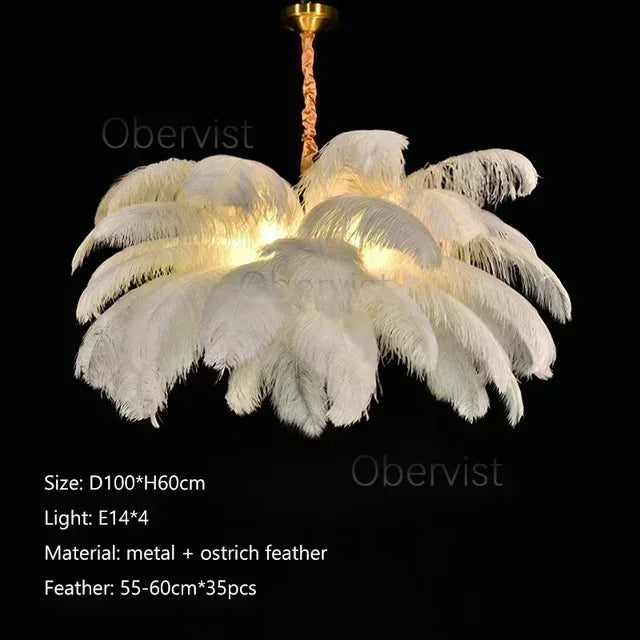 Axyaa Nordic Ostrich Feather Art Chandelier for Home Decoration