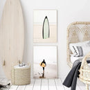 Axyaa Surfboard Coconut Tree Wall Art Poster Set for Chic Living Room Decor