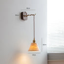 Axyaa Modern LED Ceramic Wall Sconce with Wooden Base for Bedroom and Living Room