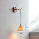 Axyaa Modern LED Ceramic Wall Lamp Sconce with Wooden Base for Bedroom & Living Room
