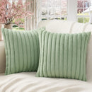 Axyaa Soft Striped Faux Rabbit Plush Cushion Covers for Stylish Home Decor.