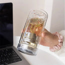 Axyaa Star Double Glass Water Bottle Tea Cup with Filter & Sleeve