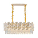 Axyaa Oval Crystal Chandelier LED Lighting in Gold and Black for Luxe Living Room Decor